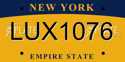 LUX1076 New York License Plate