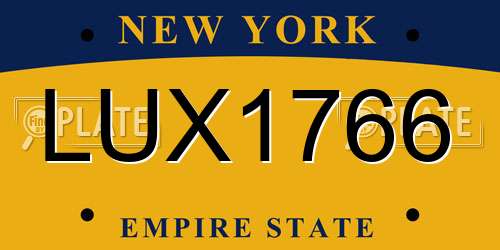LUX1766 New York License Plate