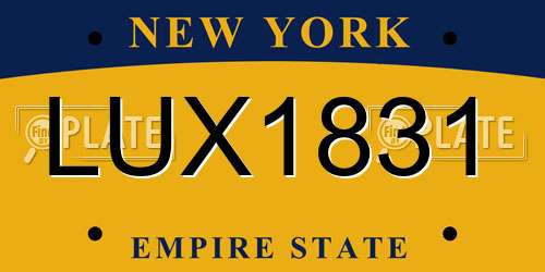 LUX1831 New York License Plate