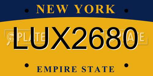 LUX2680 New York License Plate