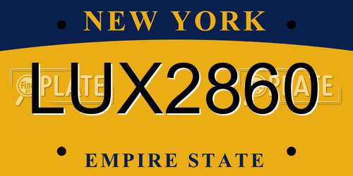 LUX2860 New York License Plate