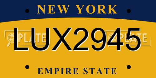 LUX2945 New York License Plate
