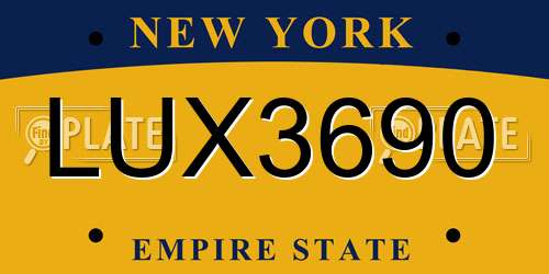 LUX3690 New York License Plate