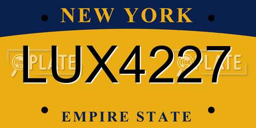 LUX4227 New York License Plate