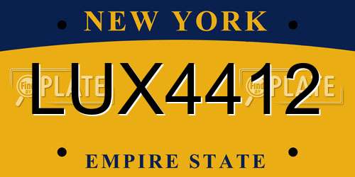 LUX4412 New York License Plate