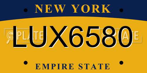LUX6580 New York License Plate