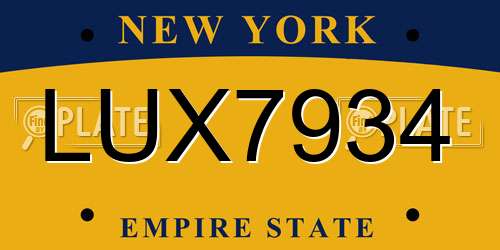 LUX7934 New York License Plate