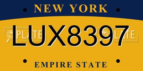 LUX8397 New York License Plate