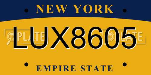LUX8605 New York License Plate