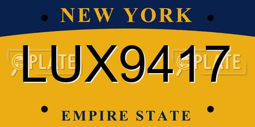 LUX9417 New York License Plate