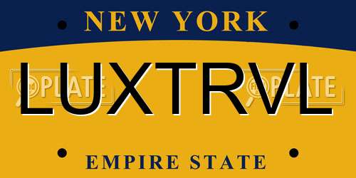 LUXTRVL New York License Plate