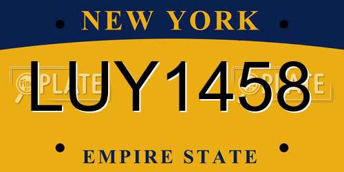 LUY1458 New York License Plate