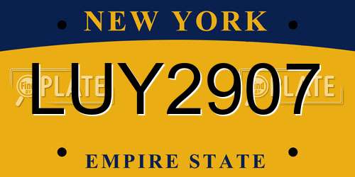 LUY2907 New York License Plate