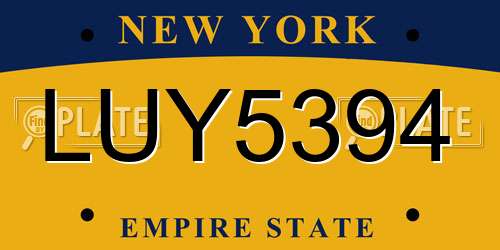 LUY5394 New York License Plate