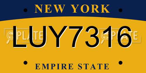 LUY7316 New York License Plate