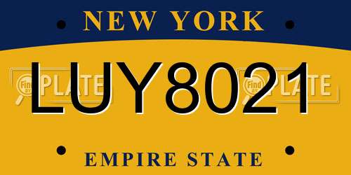 LUY8021 New York License Plate