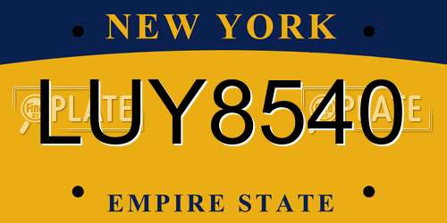 LUY8540 New York License Plate