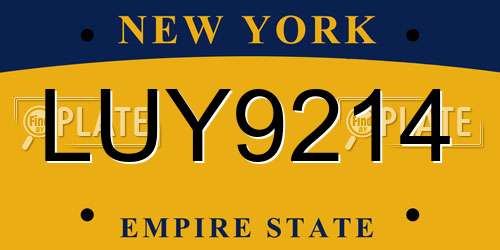 LUY9214 New York License Plate