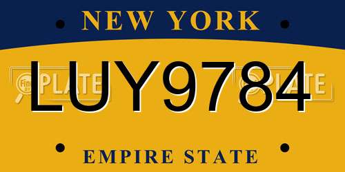 LUY9784 New York License Plate