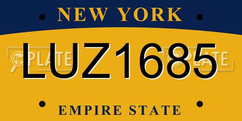 LUZ1685 New York License Plate