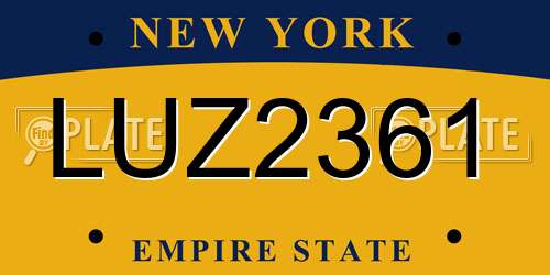 LUZ2361 New York License Plate