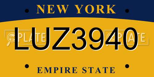 LUZ3940 New York License Plate