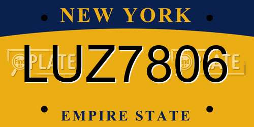 LUZ7806 New York License Plate