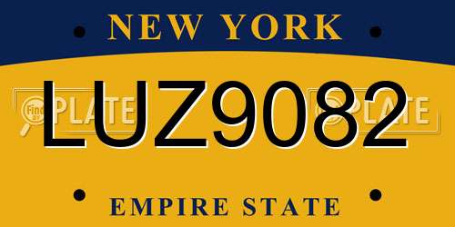 LUZ9082 New York License Plate