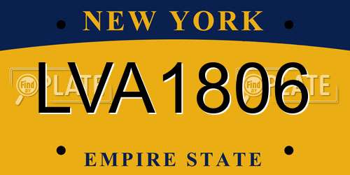 LVA1806 New York License Plate