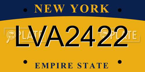 LVA2422 New York License Plate