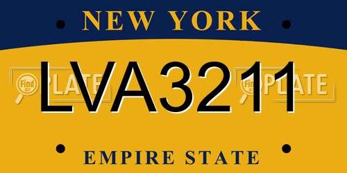 LVA3211 New York License Plate