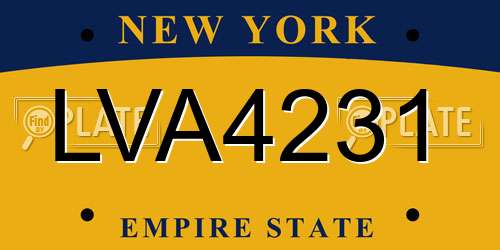 LVA4231 New York License Plate