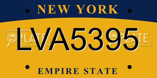 LVA5395 New York License Plate