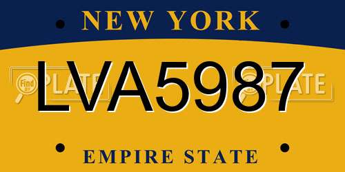 LVA5987 New York License Plate