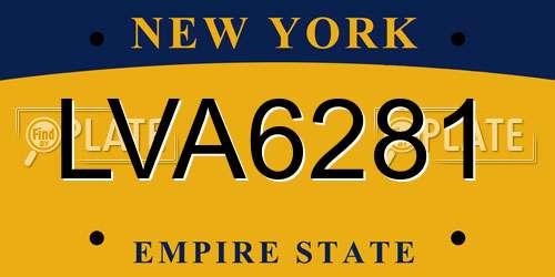LVA6281 New York License Plate