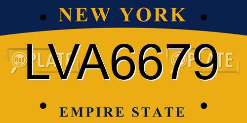 LVA6679 New York License Plate