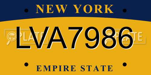 LVA7986 New York License Plate