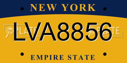 LVA8856 New York License Plate