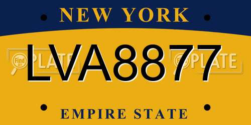 LVA8877 New York License Plate