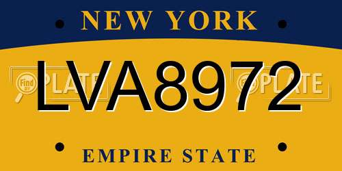 LVA8972 New York License Plate