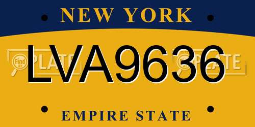 LVA9636 New York License Plate
