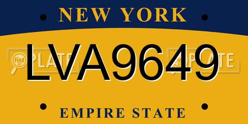 LVA9649 New York License Plate