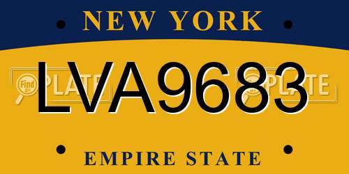 LVA9683 New York License Plate