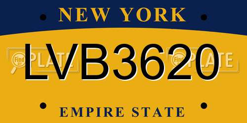 LVB3620 New York License Plate