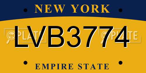 LVB3774 New York License Plate