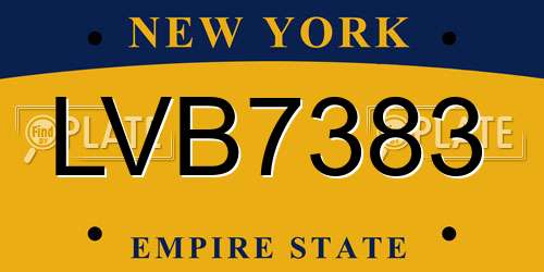 LVB7383 New York License Plate