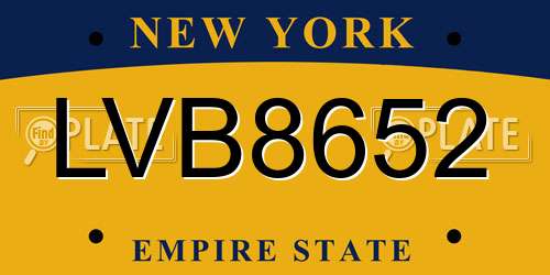 LVB8652 New York License Plate