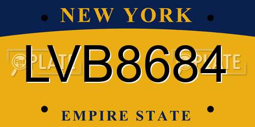 LVB8684 New York License Plate