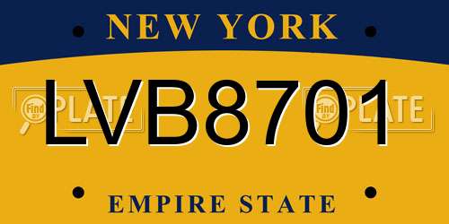 LVB8701 New York License Plate