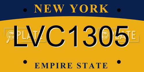 LVC1305 New York License Plate